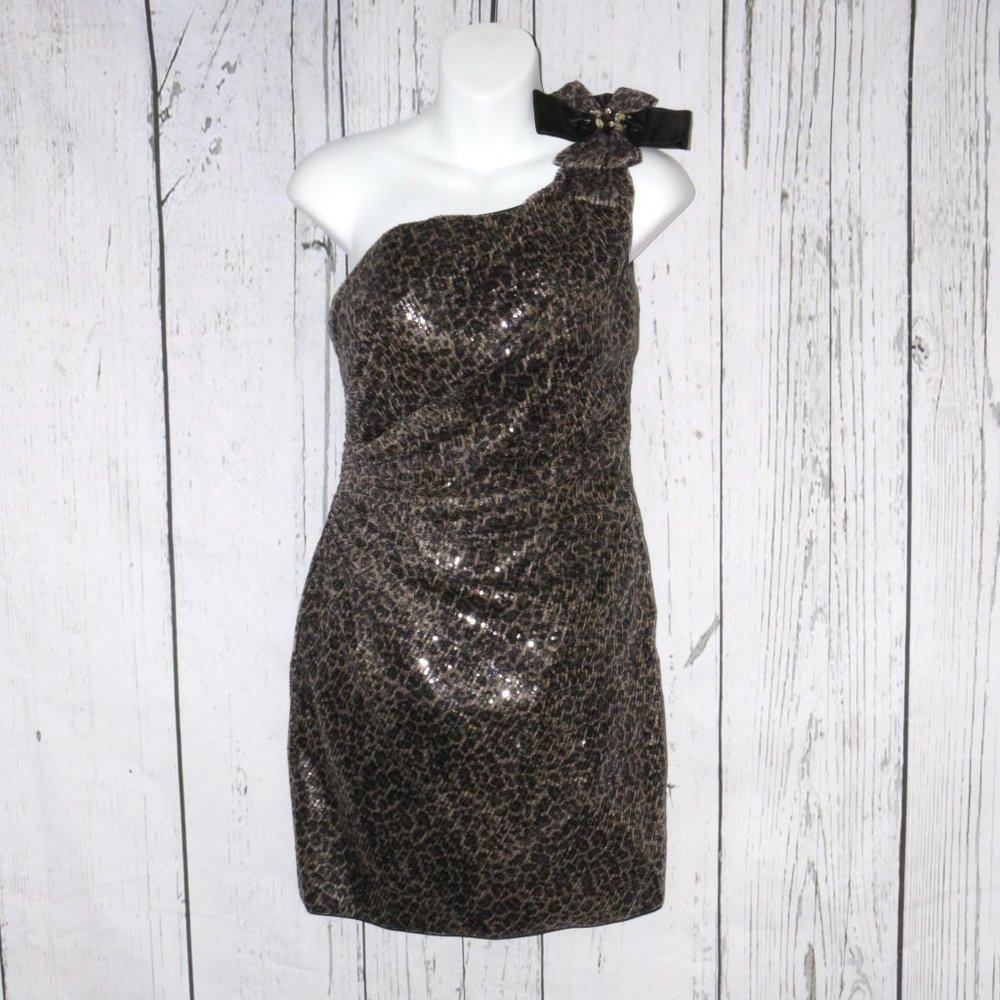 Riva Designs Sequin Leopard Mini Party/Prom Dress